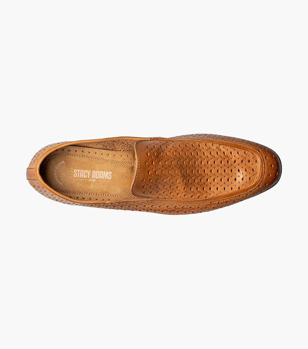 Stacy Adams Winden Moc Toe Perf Slip On Men’s Dress Shoes - Natural