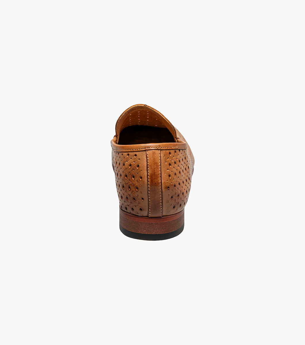 Stacy Adams Winden Moc Toe Perf Slip On Men’s Dress Shoes - Natural