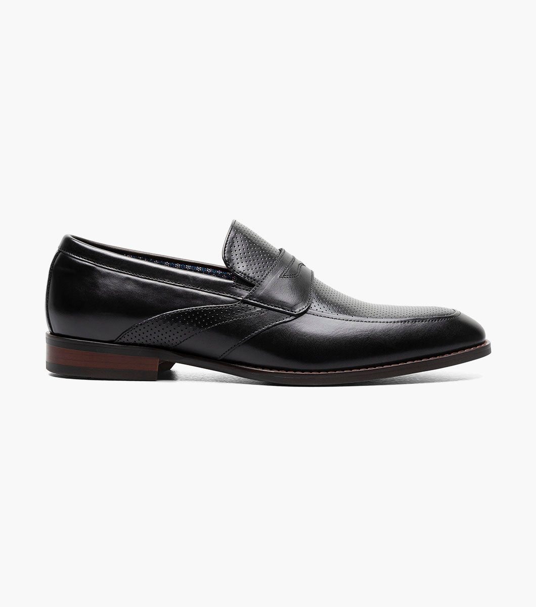 Stacy Adams Karnes Moc Toe Penny Slip On Men’s Dress Shoes - Black