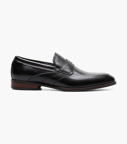 Stacy Adams Karnes Moc Toe Penny Slip On Men’s Dress Shoes - Black