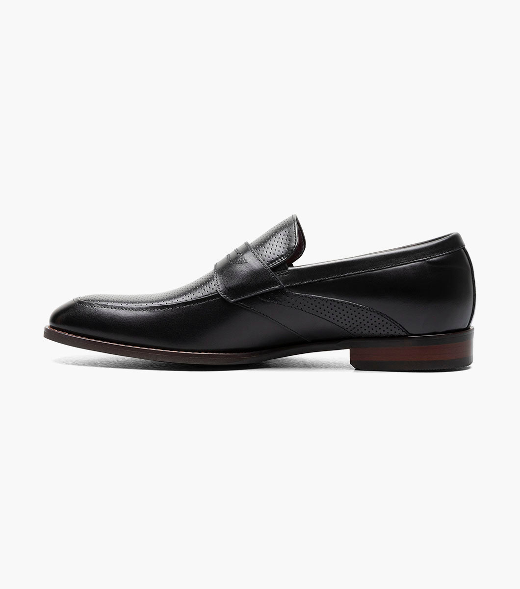Stacy Adams Karnes Moc Toe Penny Slip On Men’s Dress Shoes - Black