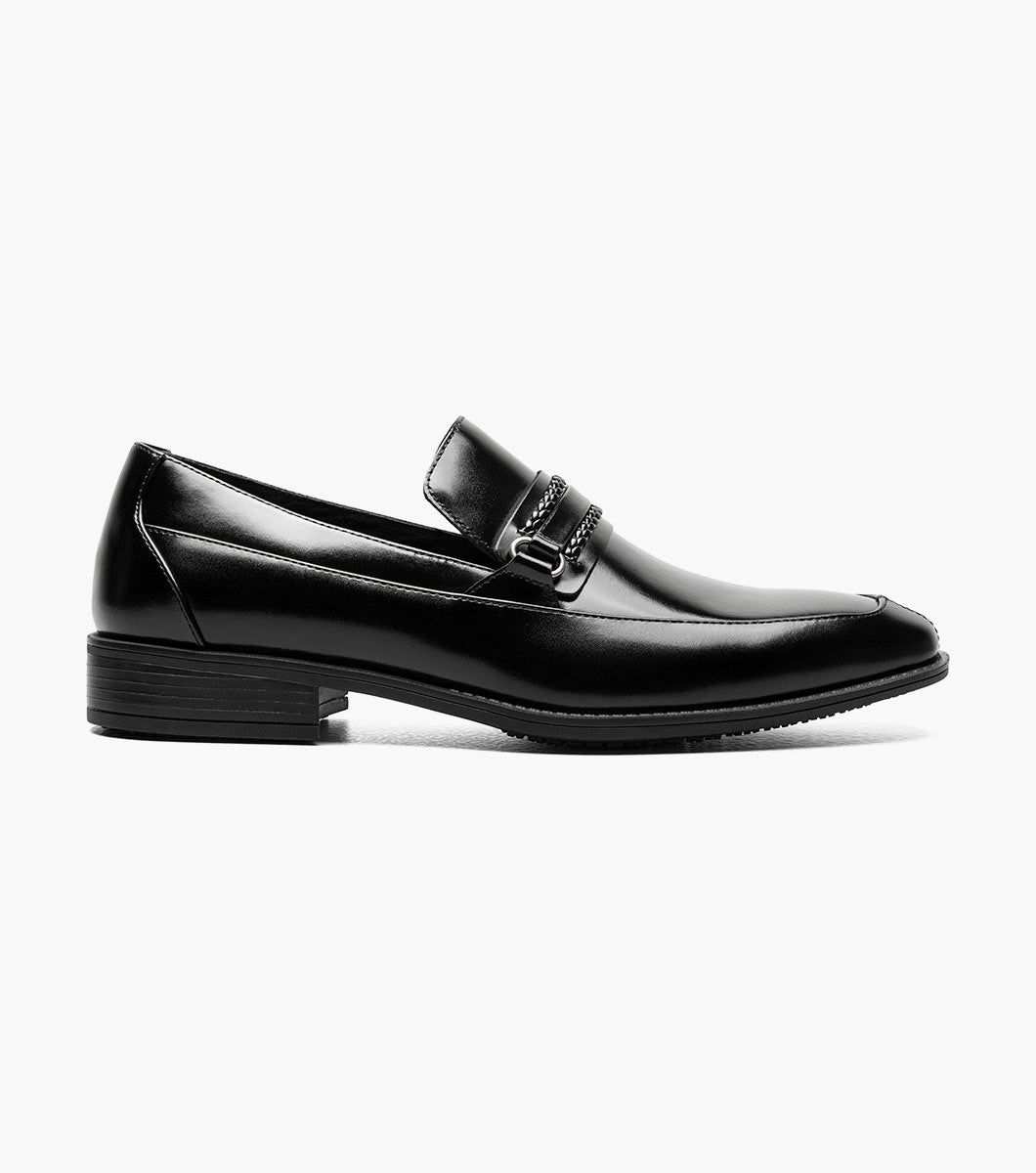 Stacy Adams Aberdeen Moc Toe Saddle Slip On Men’s Dress Shoes - Black