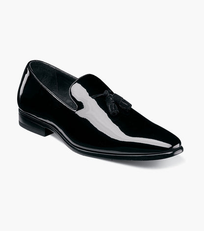 Stacy Adams Phoenix Plain Toe Tassel Slip On Men’s Dress Shoes - Black Patent