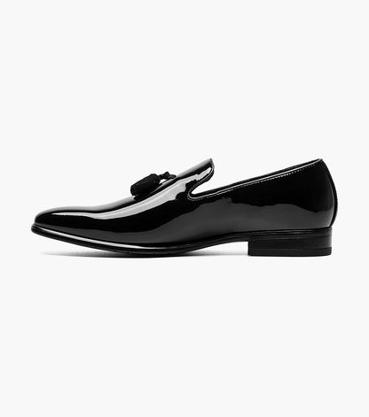 Stacy Adams Phoenix Plain Toe Tassel Slip On Men’s Dress Shoes - Black Patent