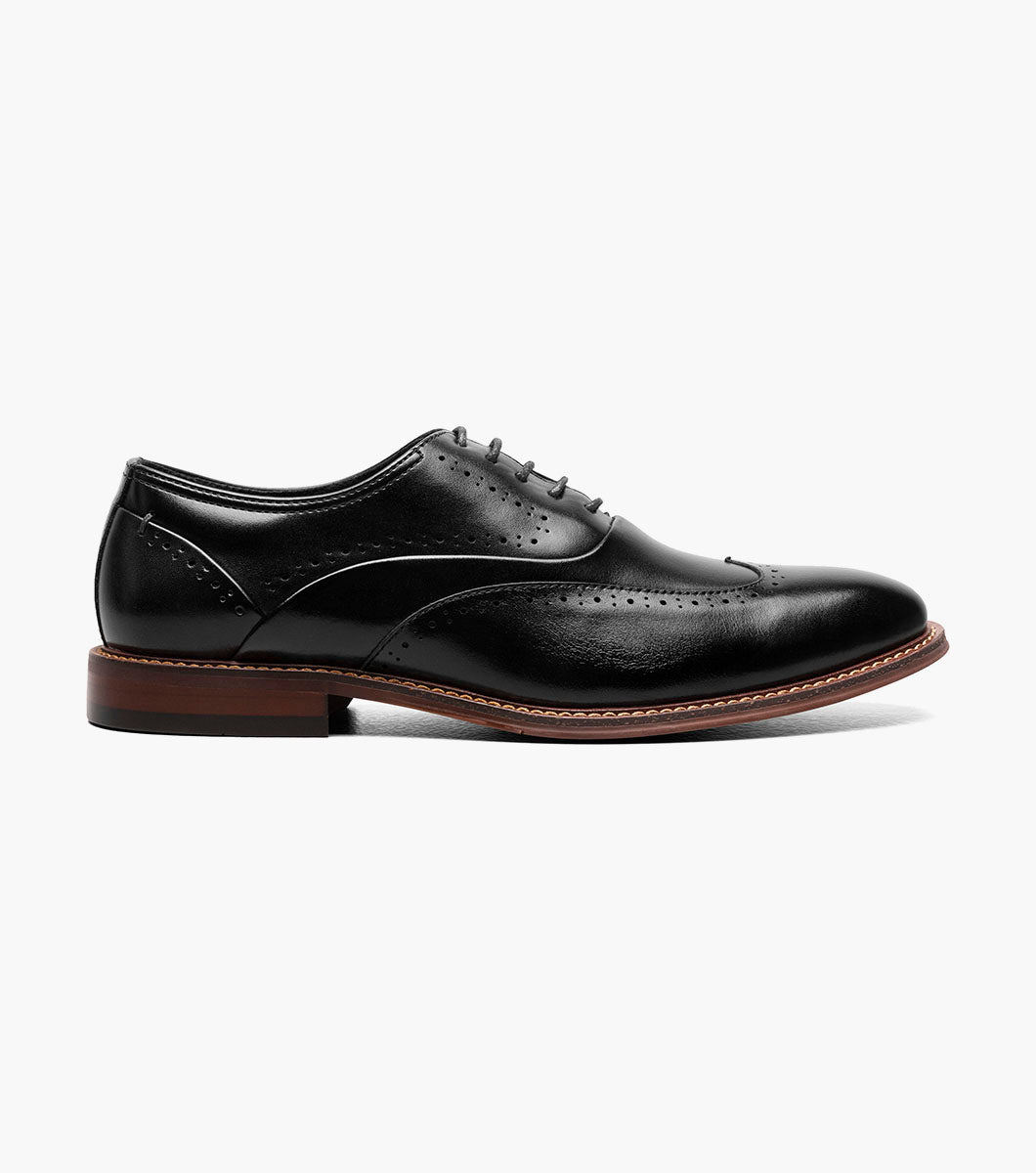 Stacy Adams Macarthur Wingtip Oxford Stacy Adams Last Pairs - Black Smooth