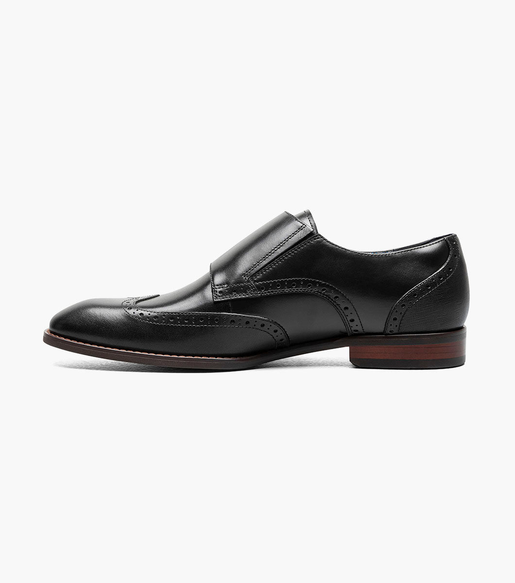 Stacy Adams Karson Wingtip Double Monk Strap Men’s Dress Shoes - Black