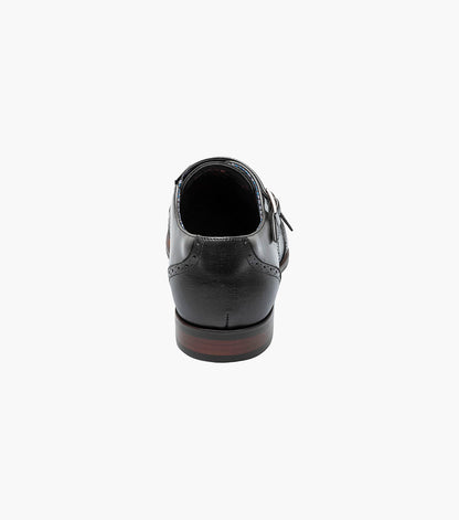 Stacy Adams Karson Wingtip Double Monk Strap Men’s Dress Shoes - Black