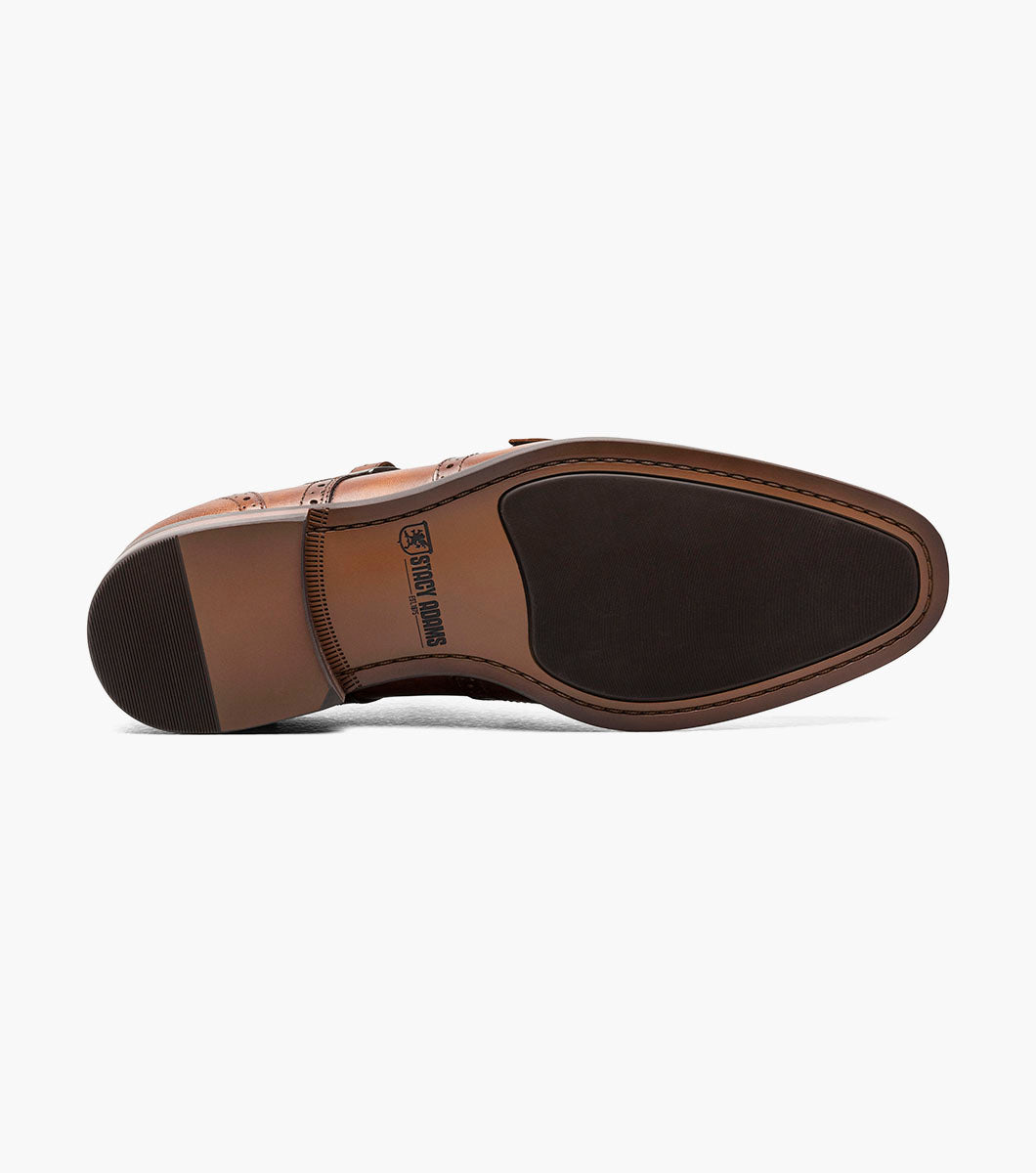 Stacy Adams Karson Wingtip Double Monk Strap Men’s Dress Shoes - Cognac