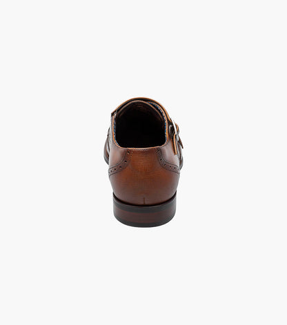 Stacy Adams Karson Wingtip Double Monk Strap Men’s Dress Shoes - Cognac