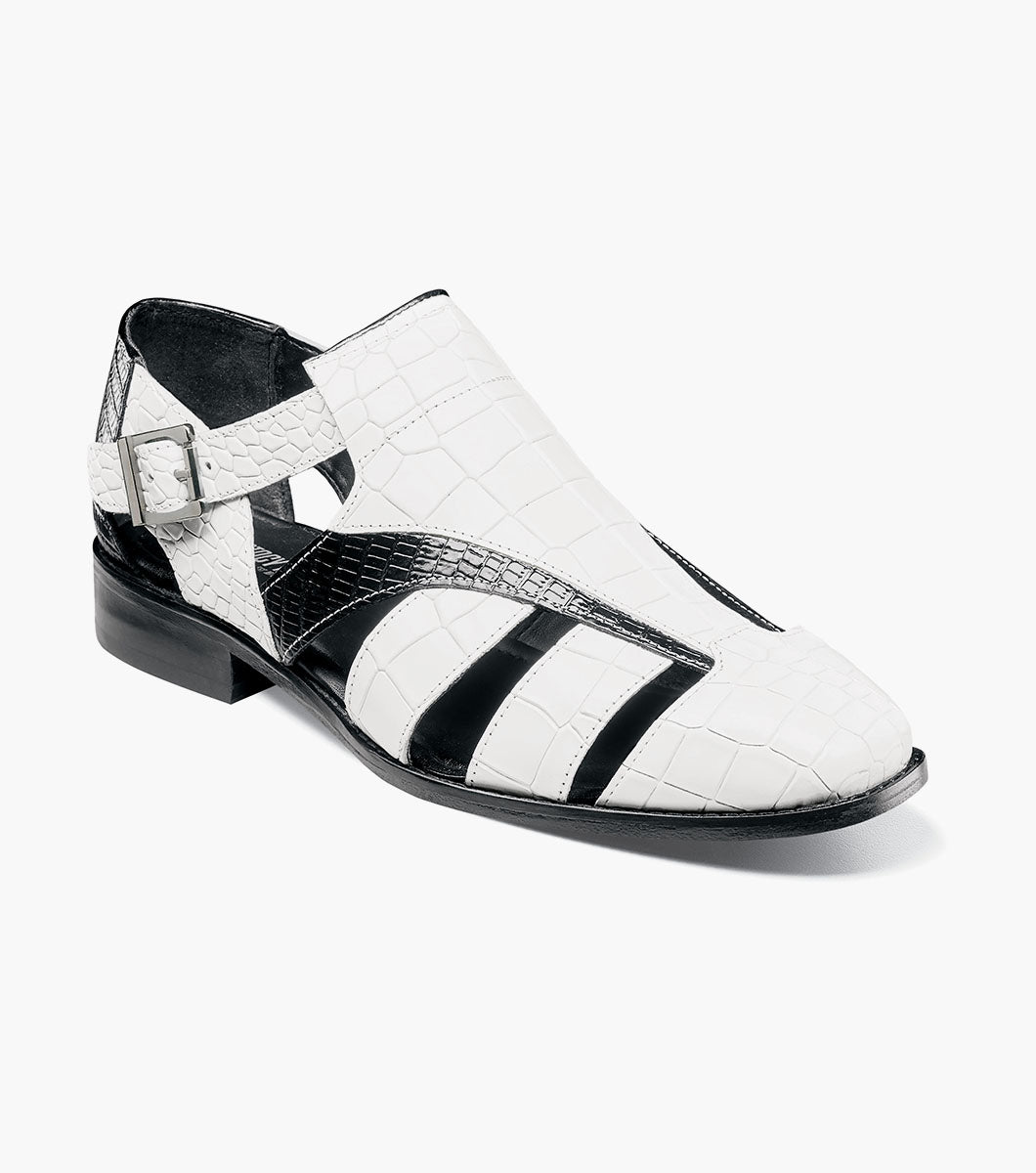 Stacy Adams Calandro City Sandal Sandals - Black w/White