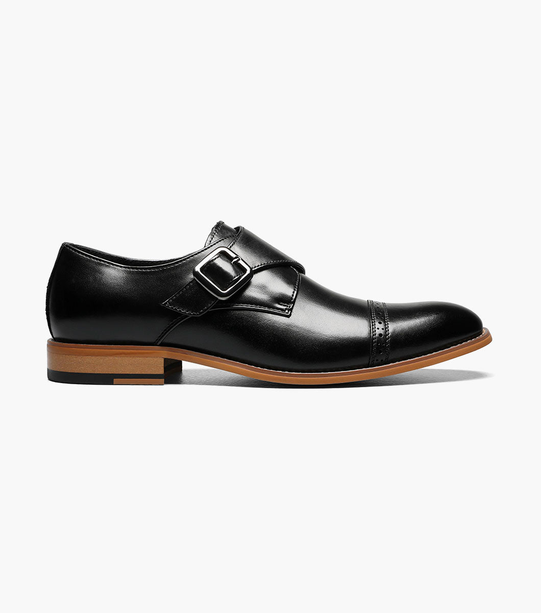 Stacy Adams Desmond Cap Toe Monk Strap Men’s Dress Shoes - Black