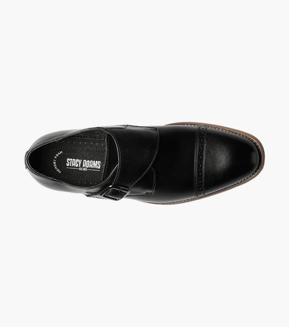 Stacy Adams Desmond Cap Toe Monk Strap Men’s Dress Shoes - Black