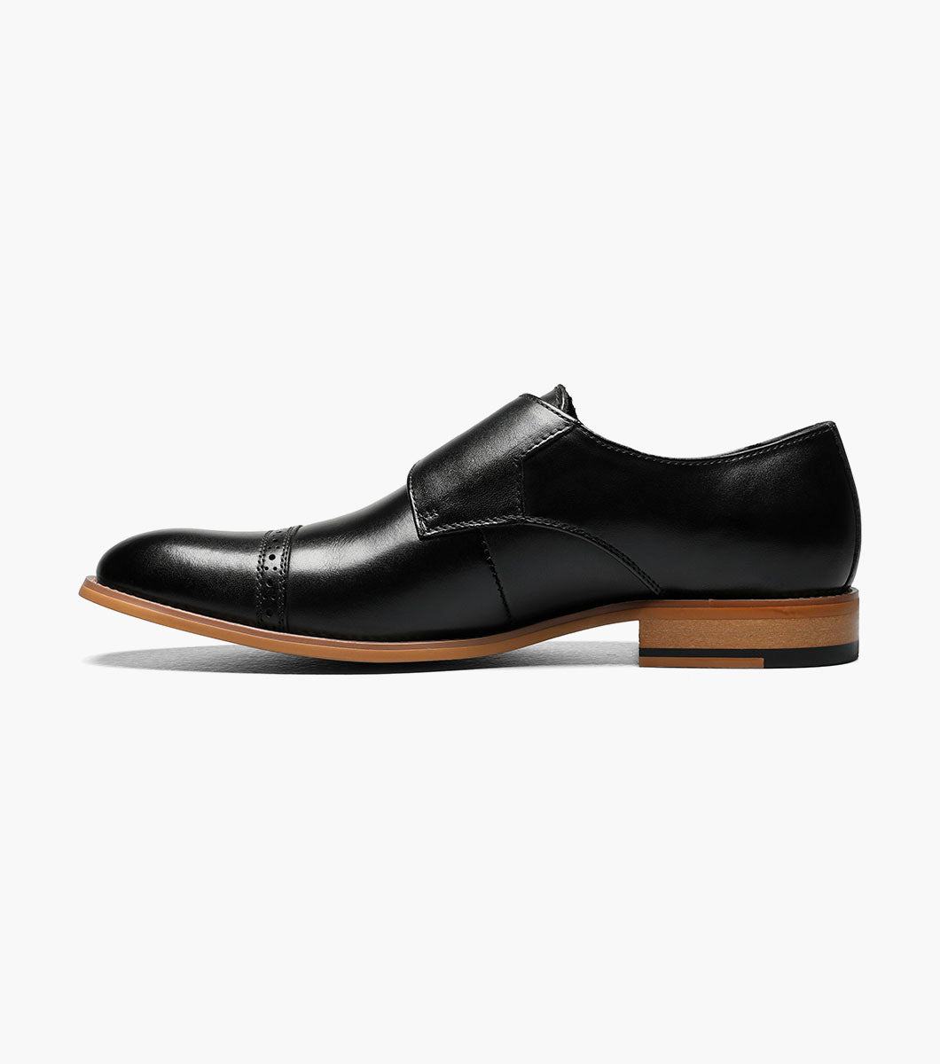 Stacy Adams Desmond Cap Toe Monk Strap Men’s Dress Shoes - Black
