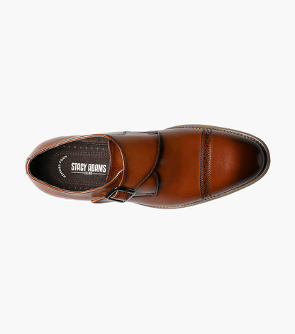 Stacy Adams Desmond Cap Toe Monk Strap Men’s Dress Shoes - Cognac