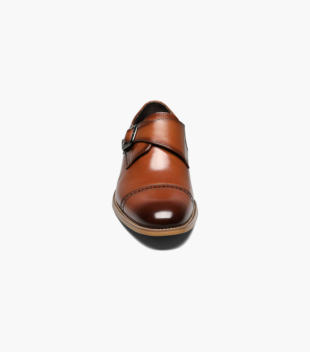 Stacy Adams Desmond Cap Toe Monk Strap Men’s Dress Shoes - Cognac