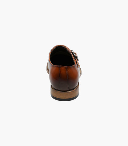 Stacy Adams Desmond Cap Toe Monk Strap Men’s Dress Shoes - Cognac