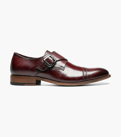 Stacy Adams Desmond Cap Toe Monk Strap Men’s Dress Shoes - Burgundy