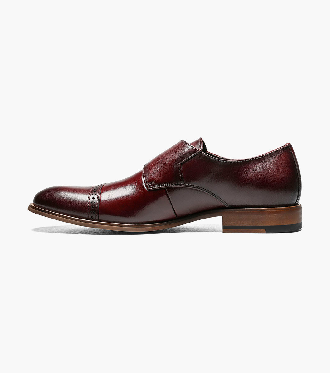 Stacy Adams Desmond Cap Toe Monk Strap Men’s Dress Shoes - Burgundy