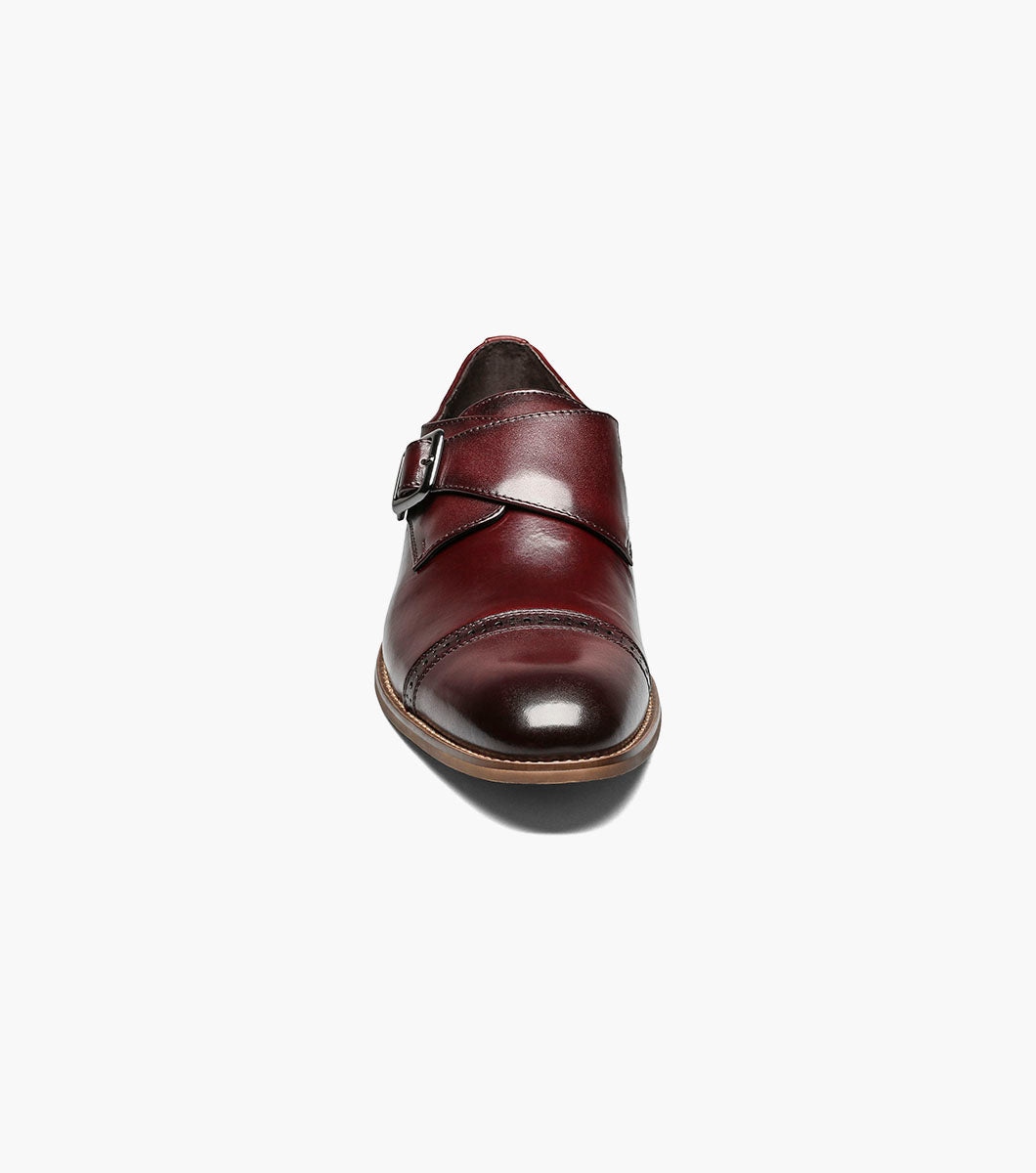 Stacy Adams Desmond Cap Toe Monk Strap Men’s Dress Shoes - Burgundy