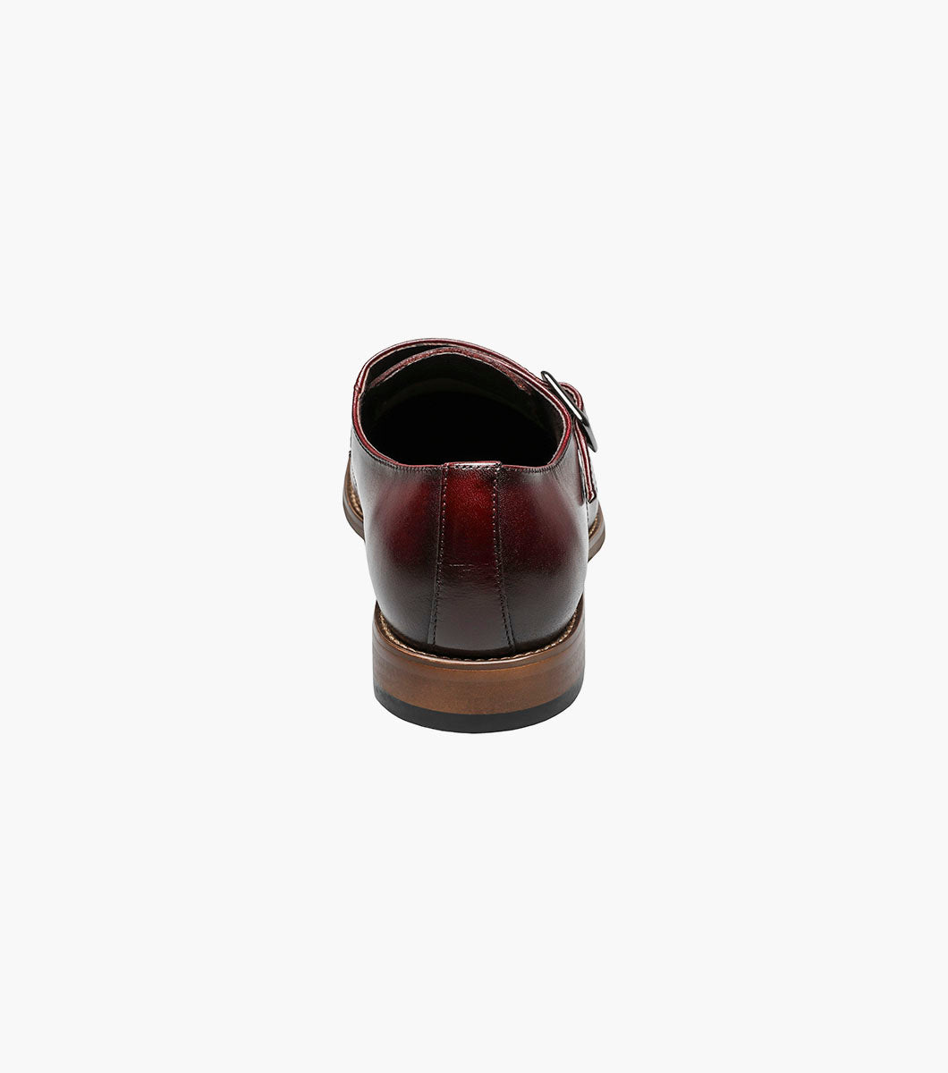 Stacy Adams Desmond Cap Toe Monk Strap Men’s Dress Shoes - Burgundy
