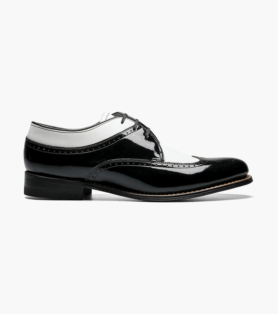 Stacy Adams Dayton Wingtip Oxford Men’s Dress Shoes - Black w/White