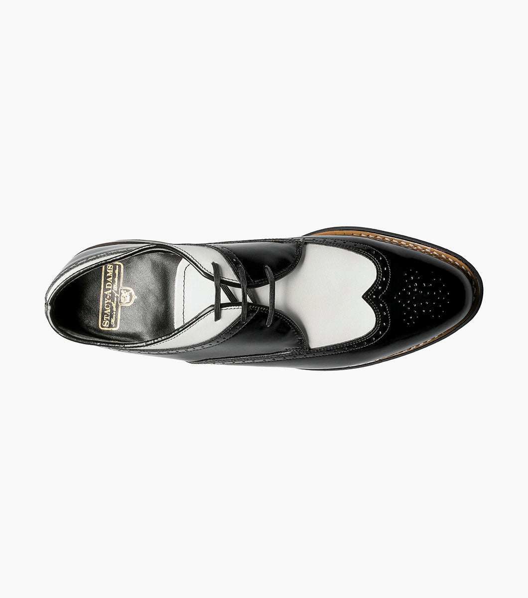 Stacy Adams Dayton Wingtip Oxford Men’s Dress Shoes - Black w/White