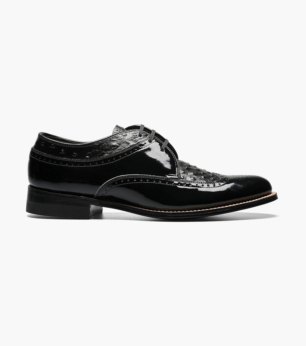 Stacy Adams Dayton Ostrich Wingtip Oxford Men’s Dress Shoes - Black