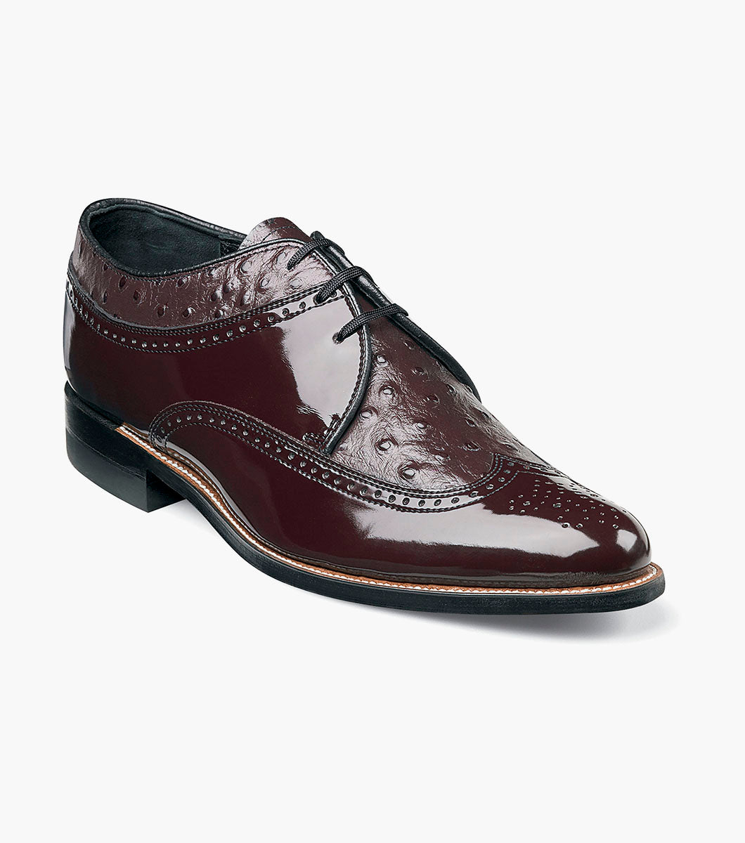 Stacy Adams Dayton Ostrich Wingtip Oxford Men’s Dress Shoes - Burgundy