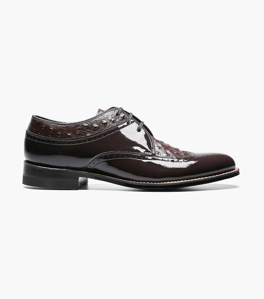 Stacy Adams Dayton Ostrich Wingtip Oxford Men’s Dress Shoes - Burgundy