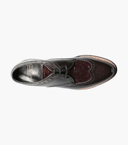 Stacy Adams Dayton Ostrich Wingtip Oxford Men’s Dress Shoes - Burgundy