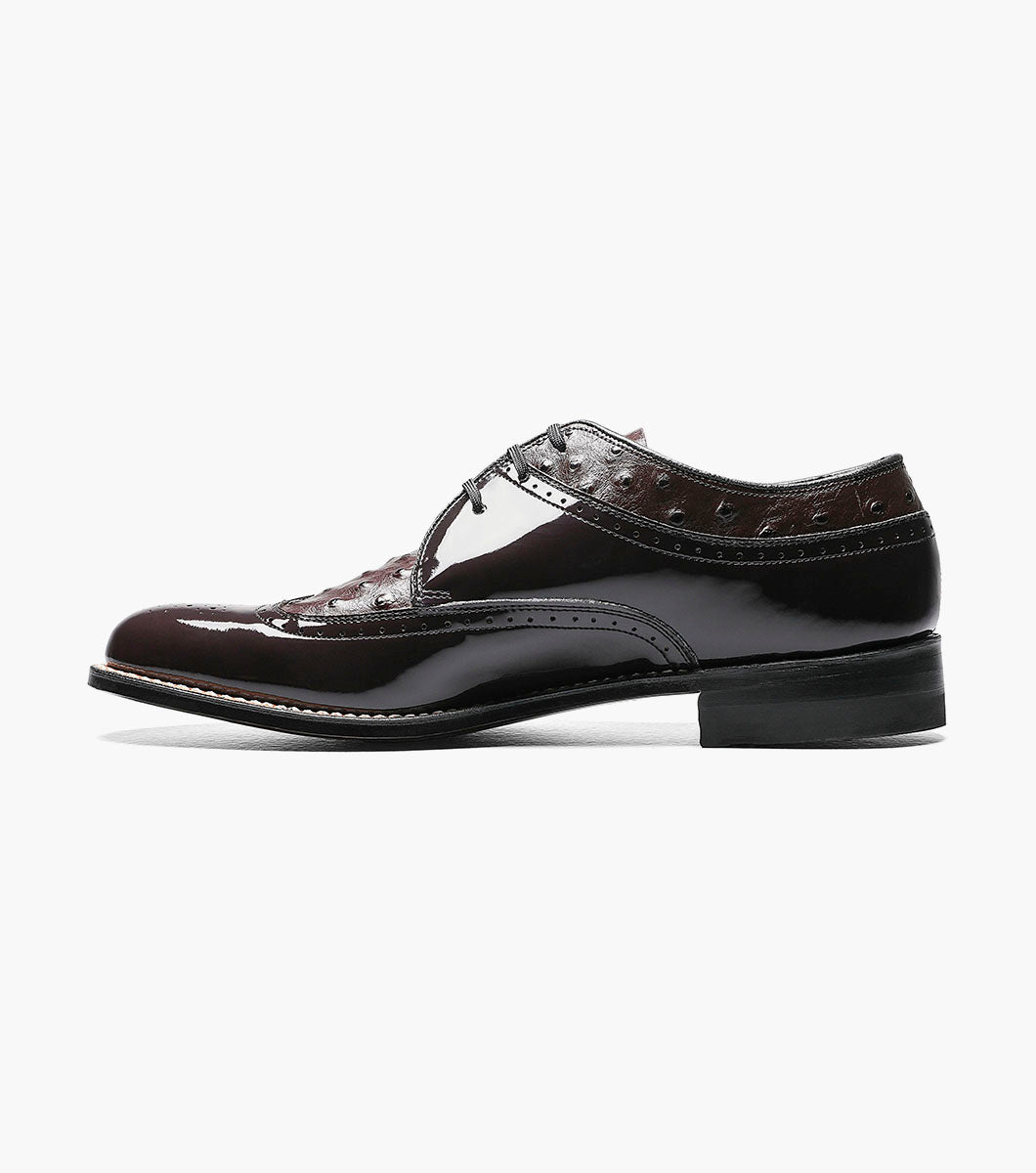 Stacy Adams Dayton Ostrich Wingtip Oxford Men’s Dress Shoes - Burgundy