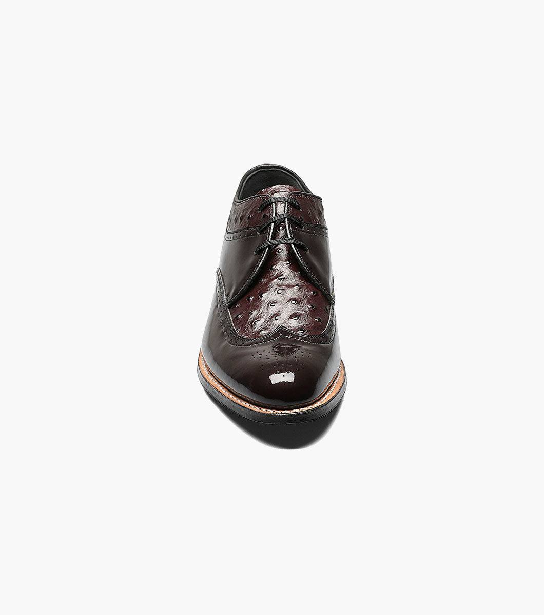 Stacy Adams Dayton Ostrich Wingtip Oxford Men’s Dress Shoes - Burgundy