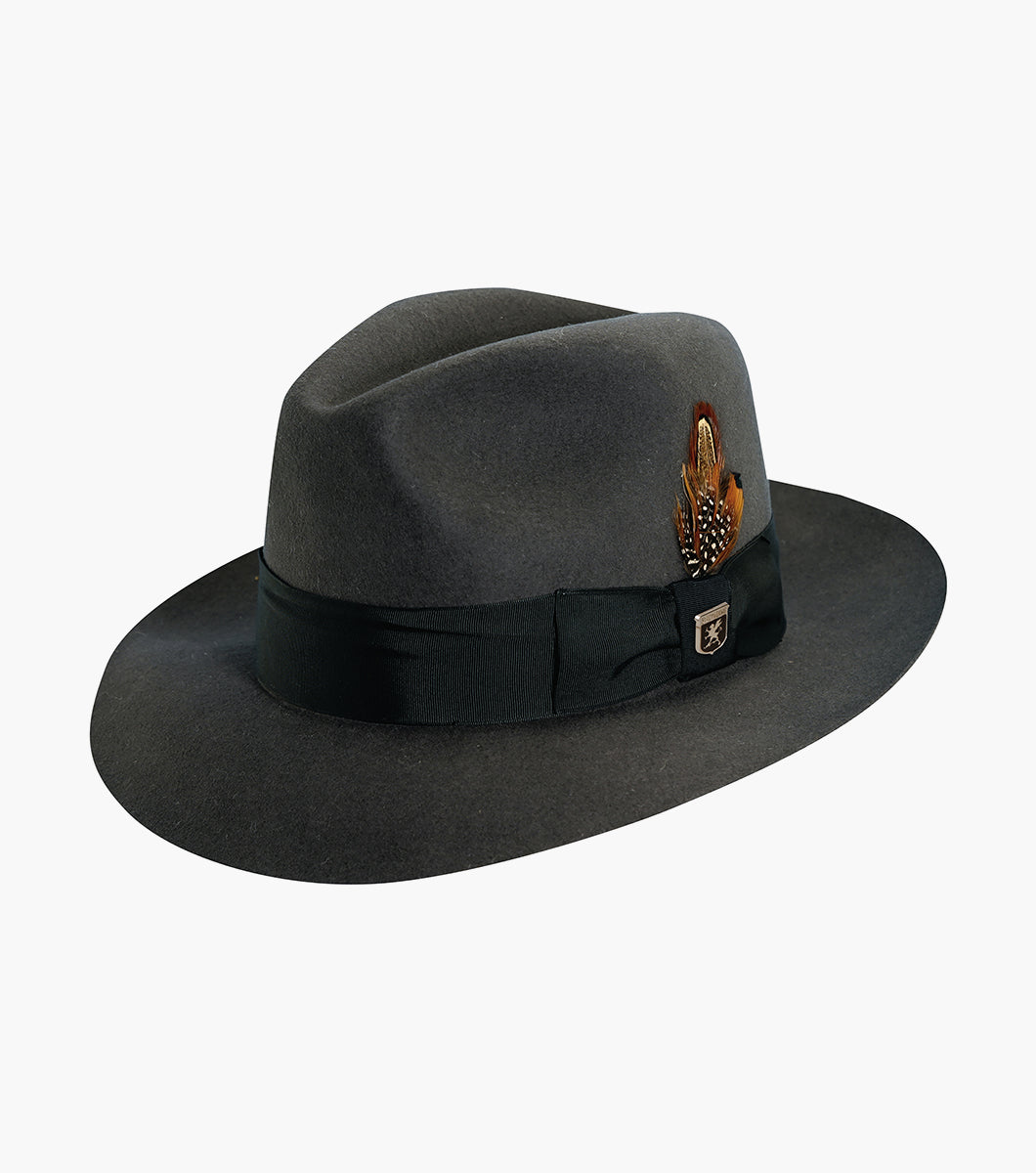 Stacy Adams August Fedora Wool Felt Pinch Front Hat Men’s Hats - Gray