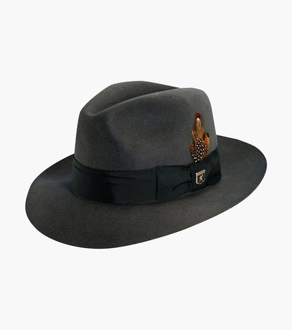 Stacy Adams August Fedora Wool Felt Pinch Front Hat Men’s Hats - Gray