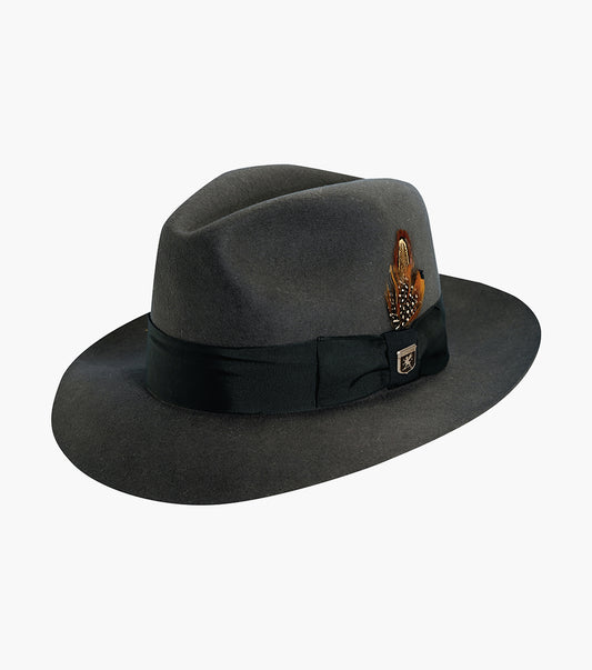 Stacy Adams August Fedora Wool Felt Pinch Front Hat Men’s Hats - Gray