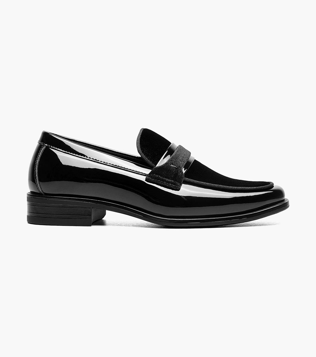 Stacy Adams Kids Spratley Moc Toe Saddle Slip On Kids Shoes - Black