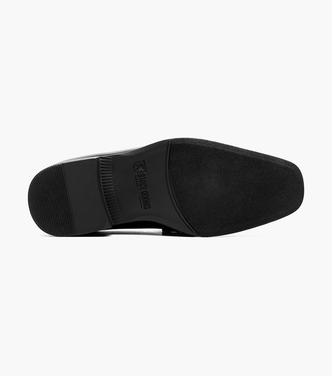 Stacy Adams Kids Spratley Moc Toe Saddle Slip On Kids Shoes - Black