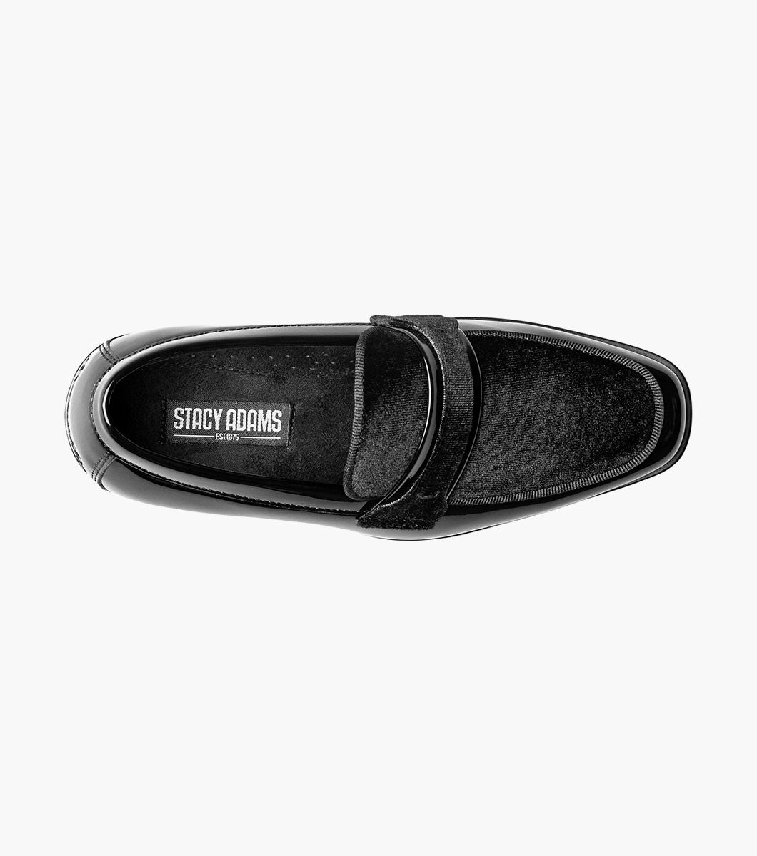 Stacy Adams Kids Spratley Moc Toe Saddle Slip On Kids Shoes - Black