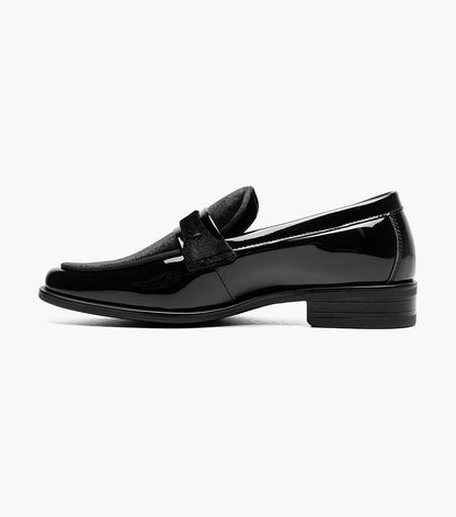 Stacy Adams Kids Spratley Moc Toe Saddle Slip On Kids Shoes - Black