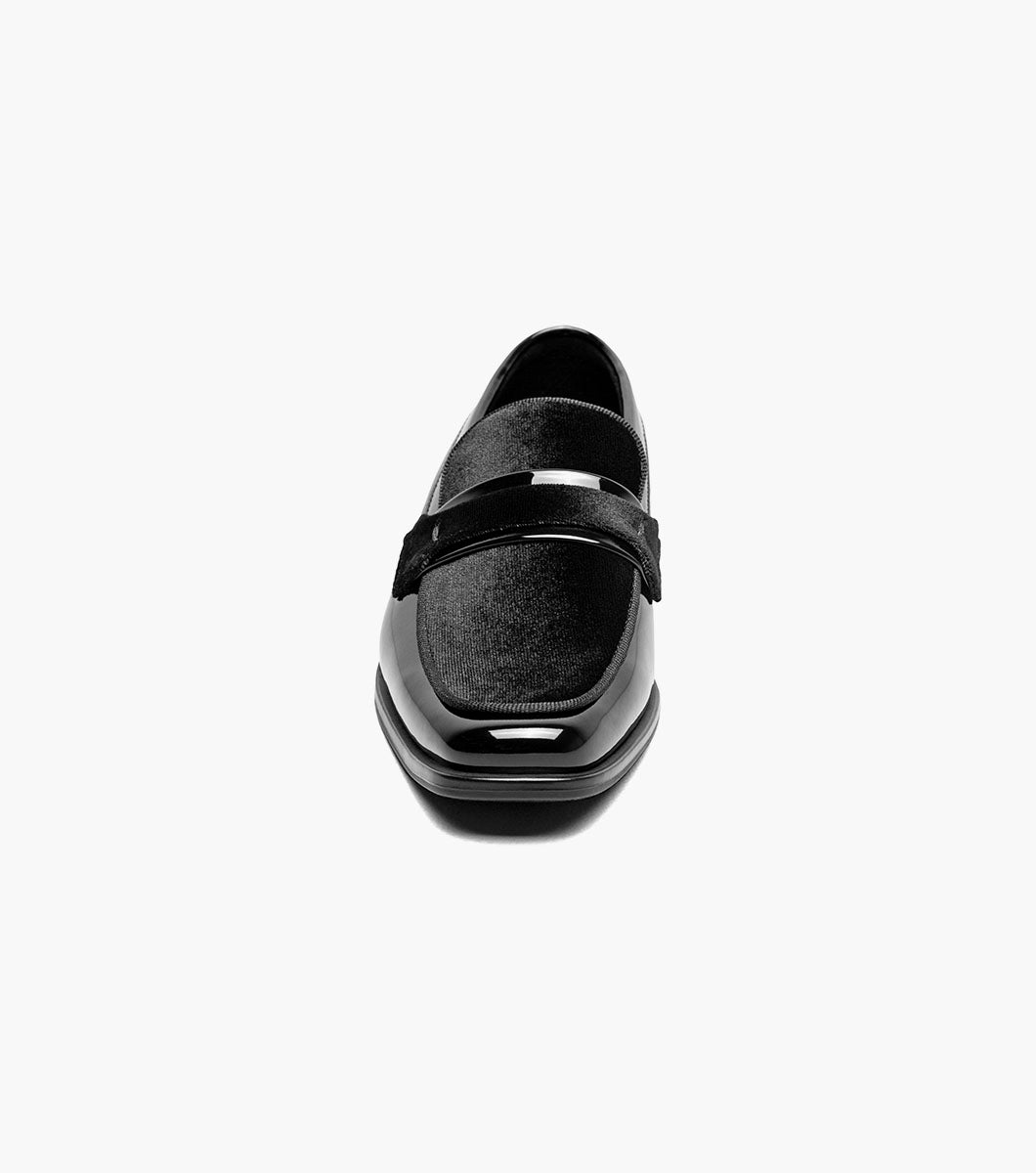 Stacy Adams Kids Spratley Moc Toe Saddle Slip On Kids Shoes - Black