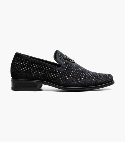Stacy Adams Kids Swagger Studded Slip On Kids Shoes - Black