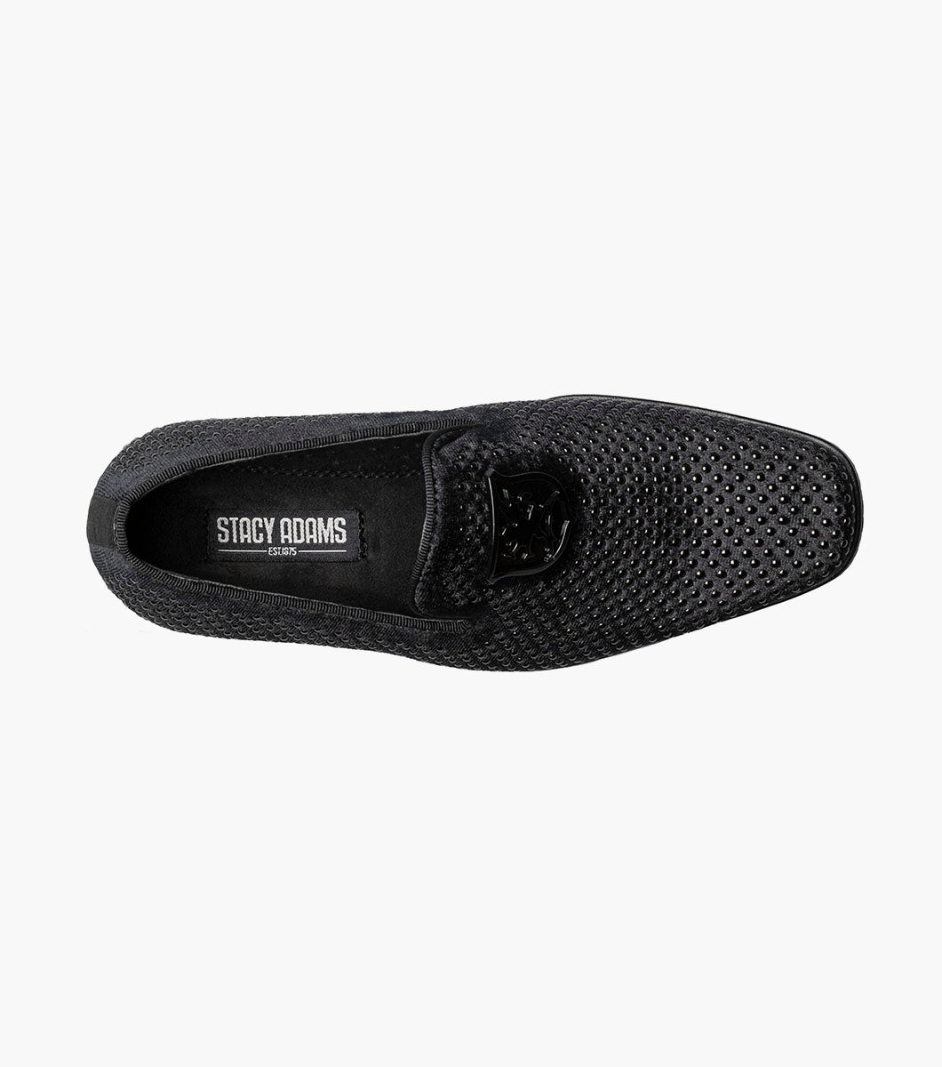 Stacy Adams Kids Swagger Studded Slip On Kids Shoes - Black