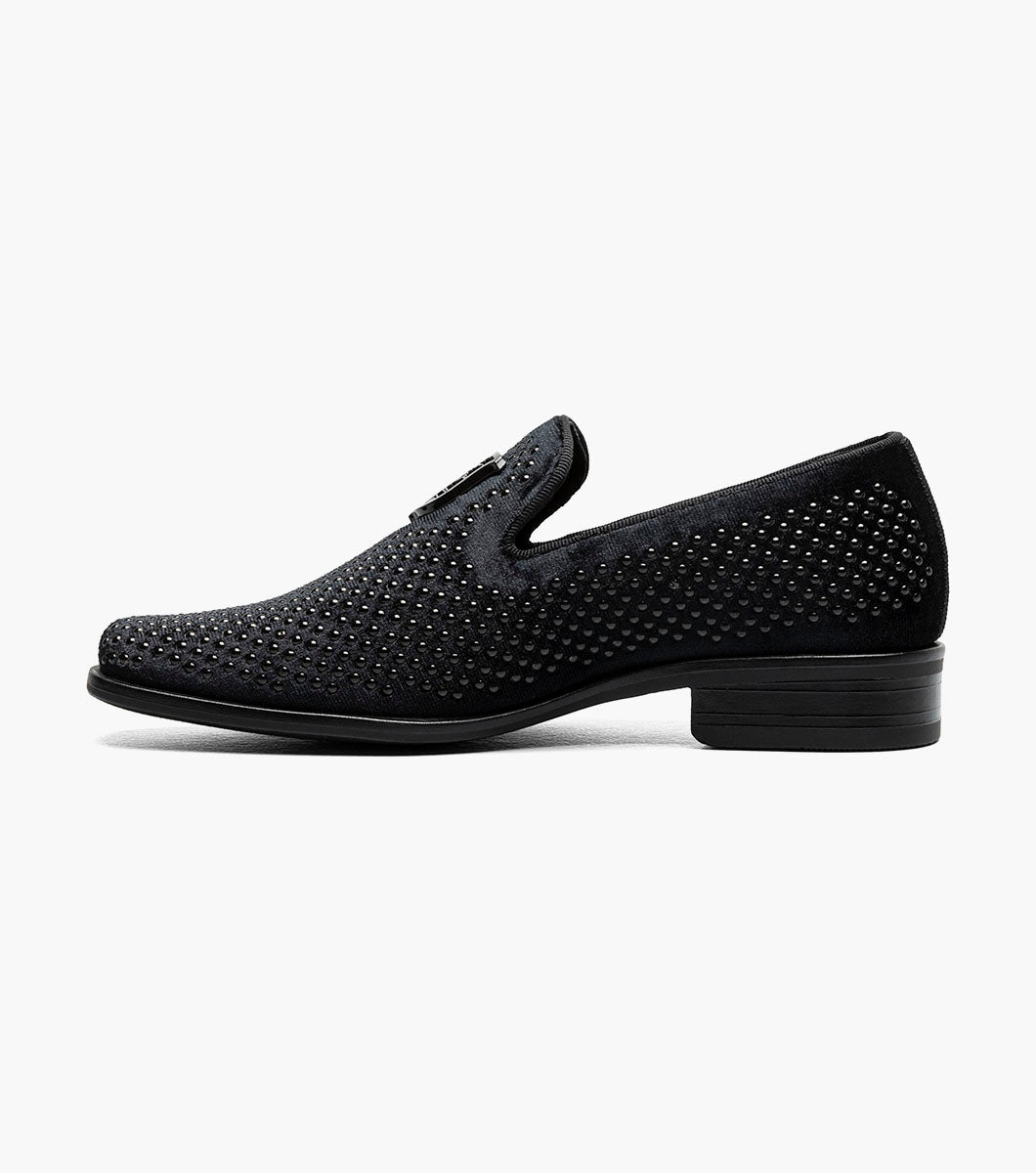 Stacy Adams Kids Swagger Studded Slip On Kids Shoes - Black