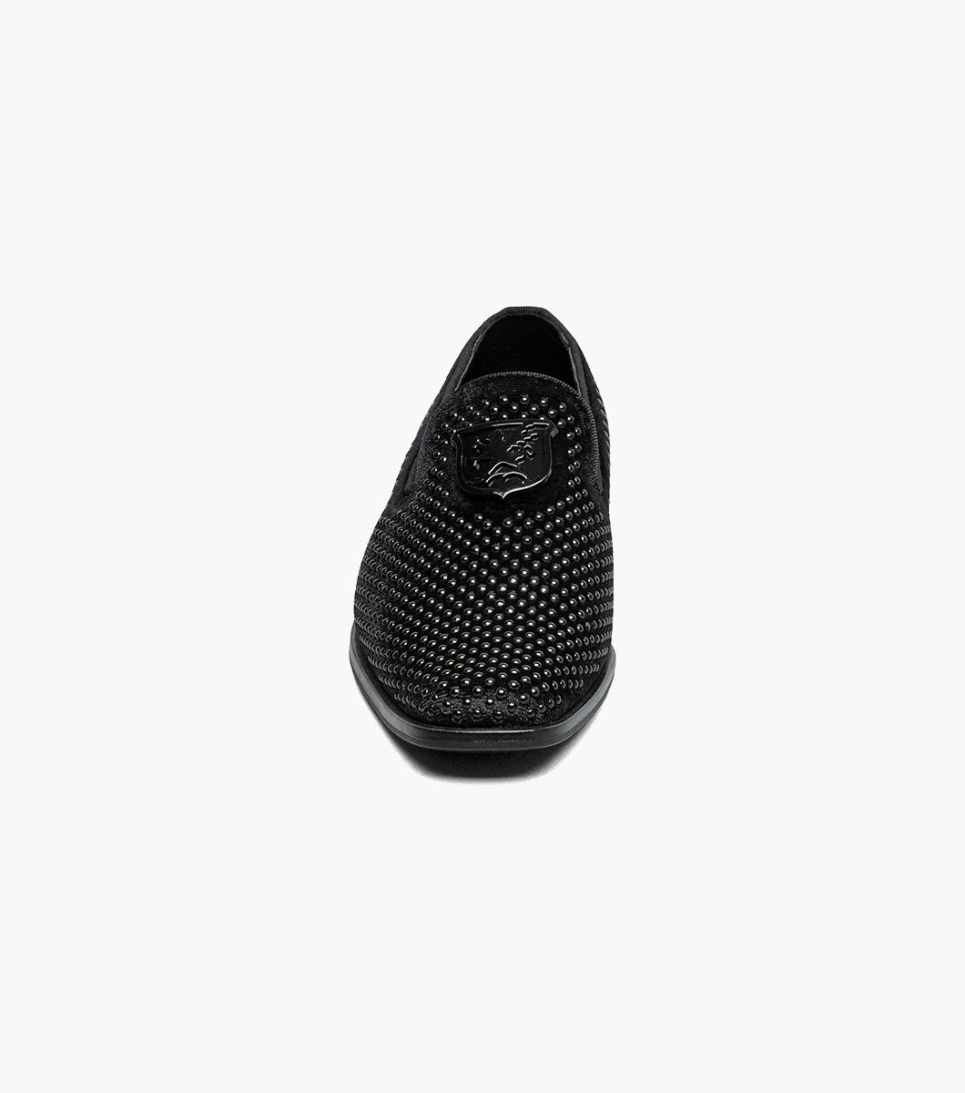 Stacy Adams Kids Swagger Studded Slip On Kids Shoes - Black