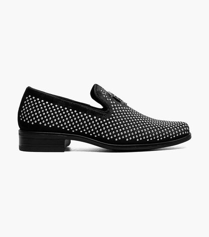 Stacy Adams Kids Swagger Studded Slip On Kids Shoes - Black and Silver