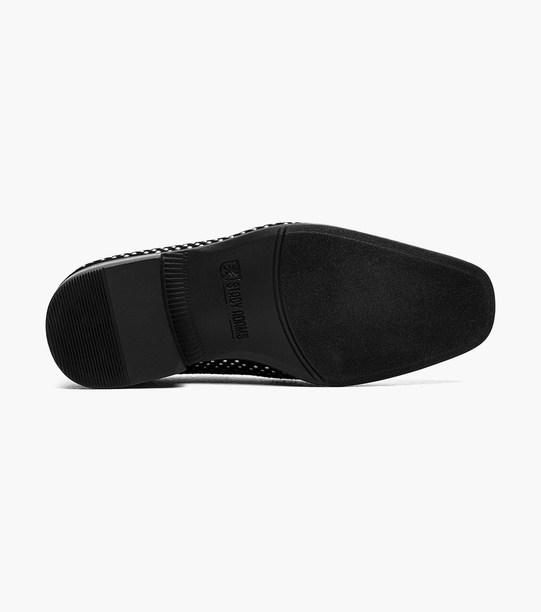 Stacy Adams Kids Swagger Studded Slip On Kids Shoes - Black and Silver