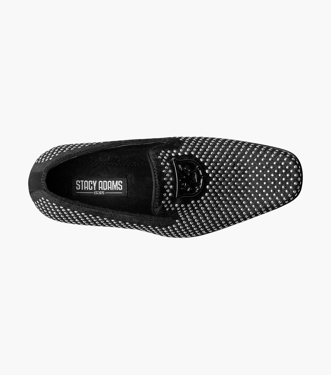 Stacy Adams Kids Swagger Studded Slip On Kids Shoes - Black and Silver