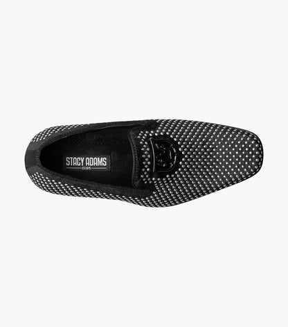 Stacy Adams Kids Swagger Studded Slip On Kids Shoes - Black and Silver