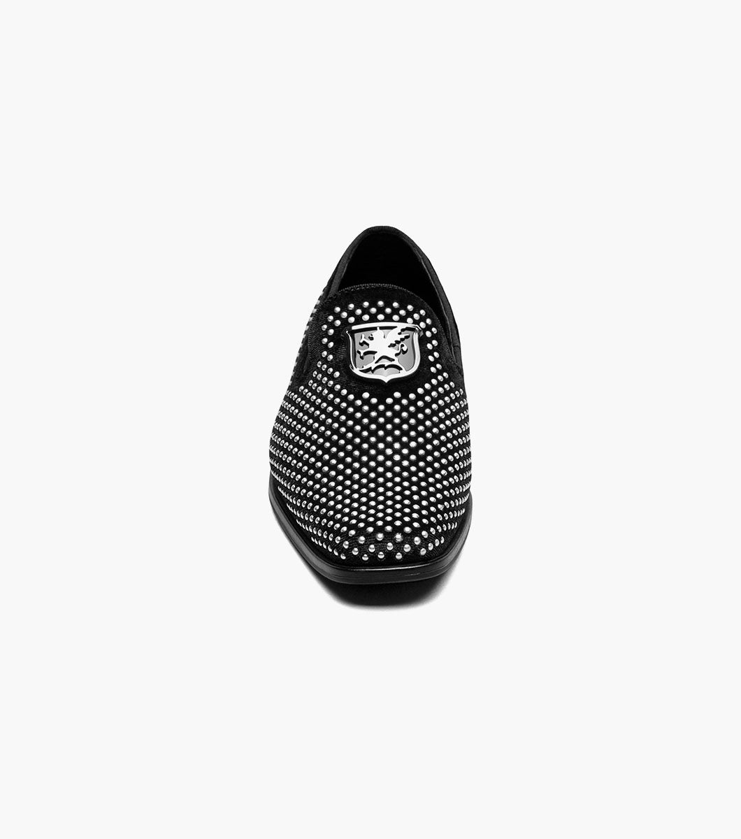 Stacy Adams Kids Swagger Studded Slip On Kids Shoes - Black and Silver