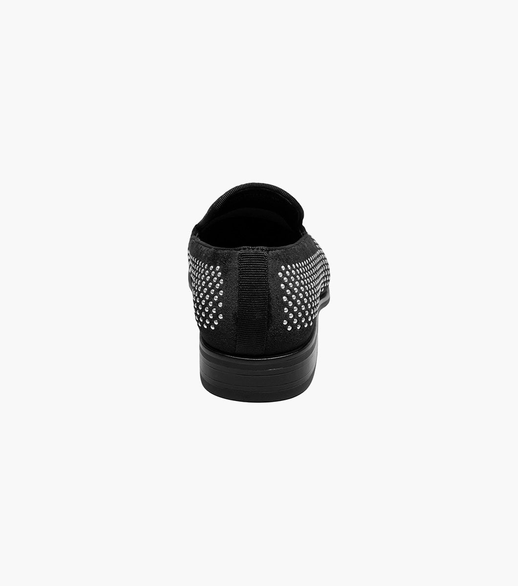 Stacy Adams Kids Swagger Studded Slip On Kids Shoes - Black and Silver
